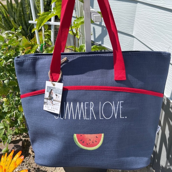 Rae Dunn Handbags - RAE DUNN Summer Love Watermelon Blue/Red Insulated Tote